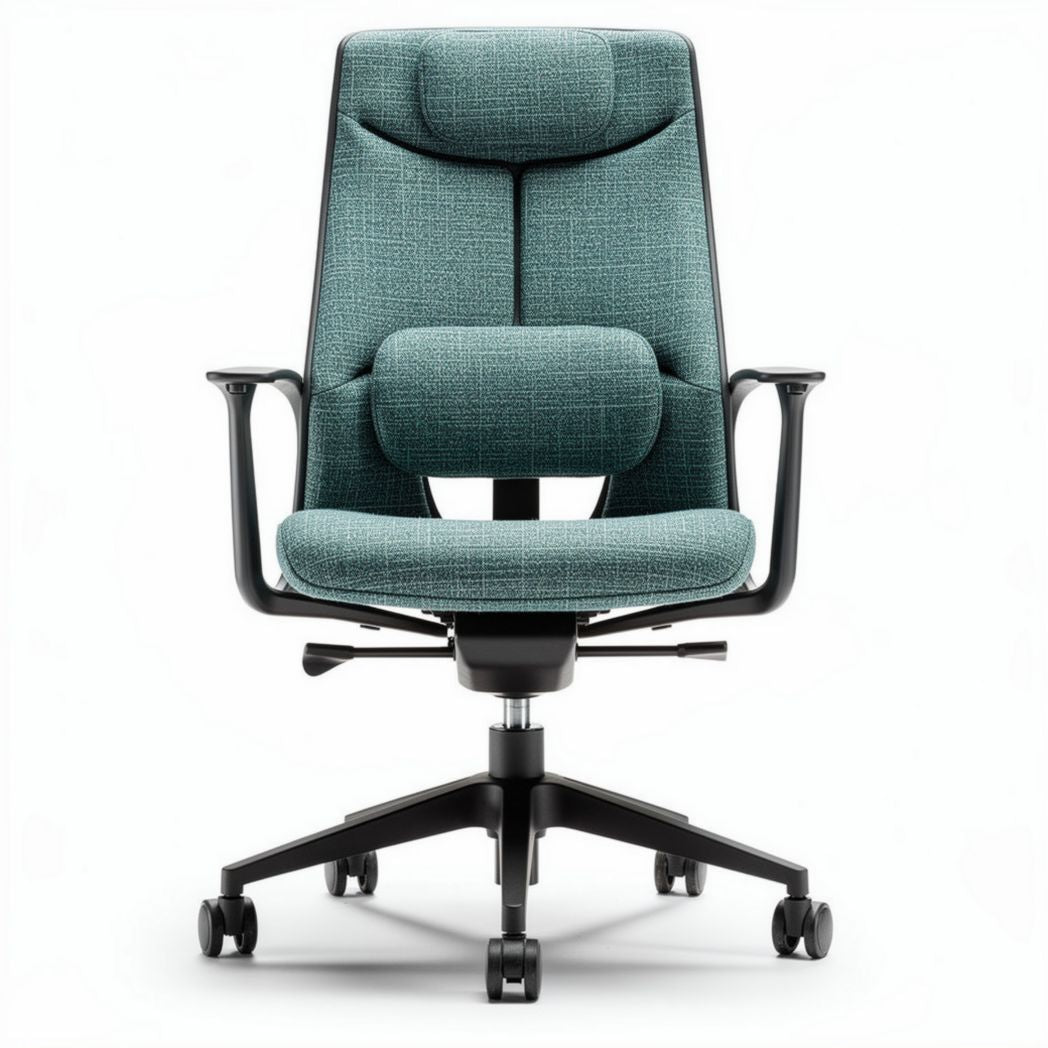 Ergonomic office chair in teal fabric with adjustable lumbar support 60 x 60 x 120cm