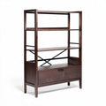 Wooden bookshelf with four shelves and a drawer in dark brown finish 80 x 40 x 160cm