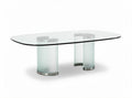 Frosted glass dining table with stainless steel base 150 x 80 x 75cm