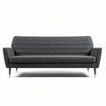 Modern three-seater sofa in dark gray fabric with tapered metal legs 200 x 90 x 85cm