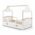 Children's house-shaped bed with storage drawers made of wood 150 x 75 x 70cm