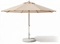 Outdoor patio umbrella with striped fabric in beige and cream 200 x 200 x 250cm