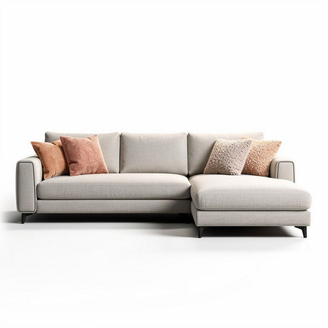 Sectional sofa with fabric upholstery and removable cushions 240 x 90 x 85cm