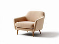 Upholstered armchair in soft beige fabric with wooden legs 70 x 80 x 85cm